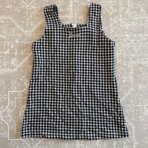 Vintage Guess Girls Gingham Pinafore Dress Black White Checkered Size 4Y USA